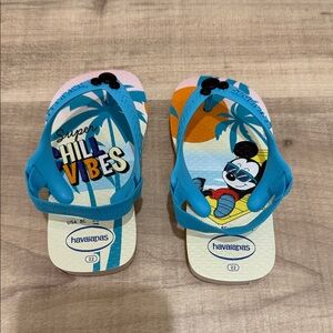 Havaianas Toddler Blue Flip Flops with Mickey Details